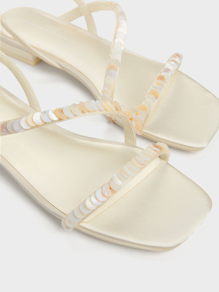 Briella Sequinned Strappy Sandals, Cream, hi-res