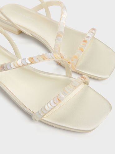Briella Sequinned Strappy Sandals, Cream, hi-res