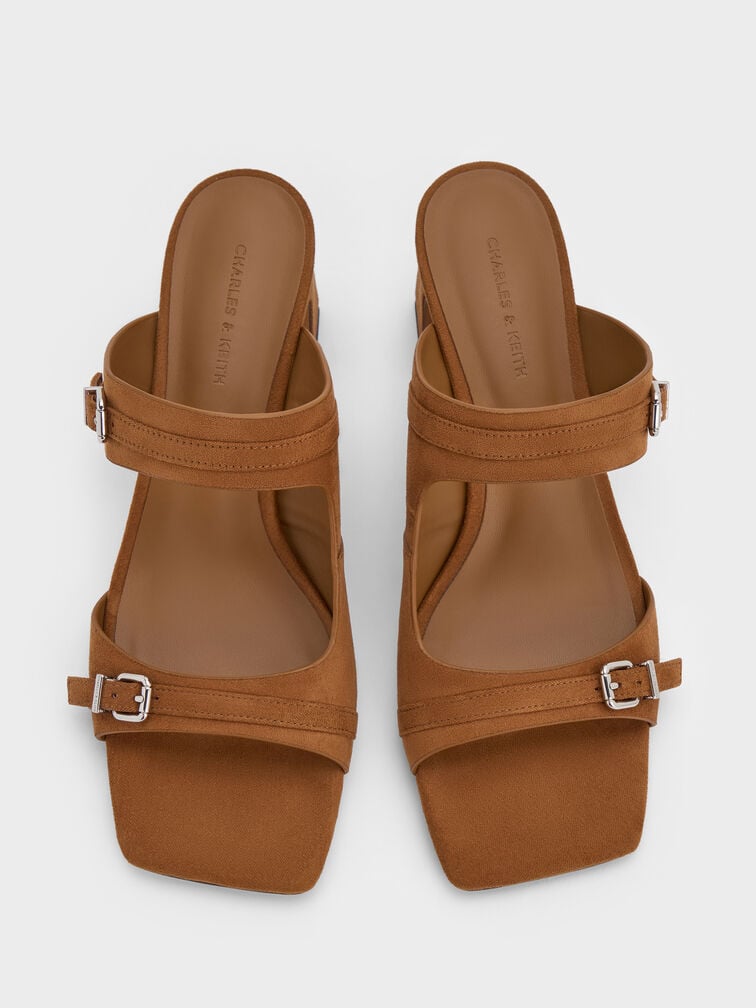 Giày mules cao gót Buckled, Rượu cognac, hi-res