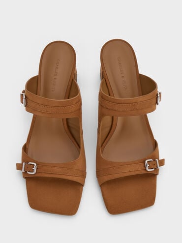 Giày mules cao gót Buckled, Rượu cognac, hi-res