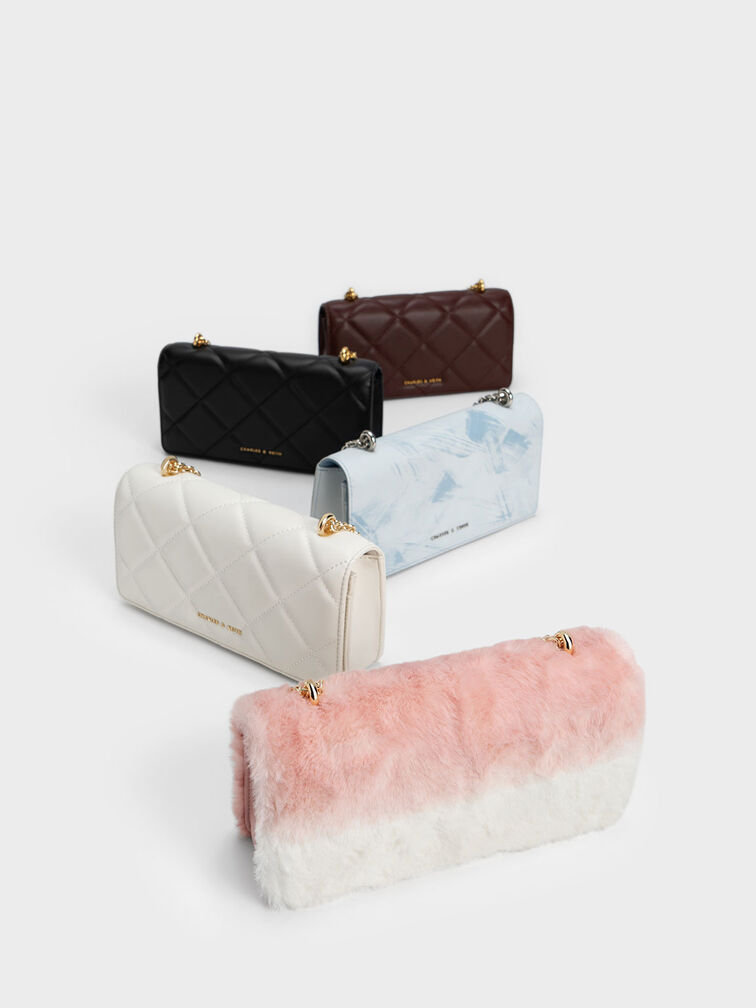 V&iacute; d&agrave;i Paffuto Furry Chain Handle, Hồng nhạt, hi-res