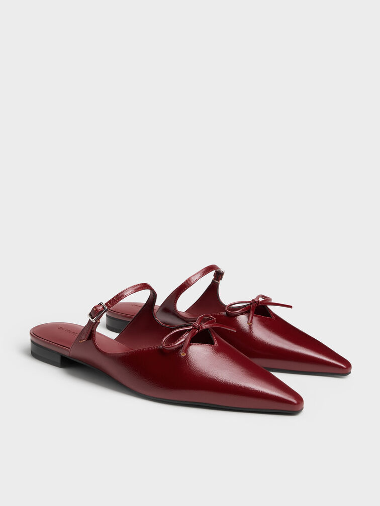 Gi&agrave;y mules cao g&oacute;t mũi nhọn, Đỏ burgundy, hi-res