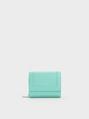 Stitch-Trim Front Flap Wallet, Mint Green, hi-res