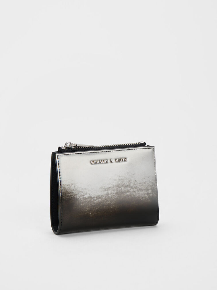 Burnished Small Wallet, Silver, hi-res