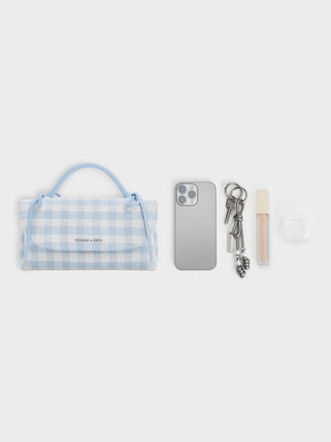 V&iacute; cầm tay phom chữ nhật Hazel Gingham, Gingham Blue, hi-res