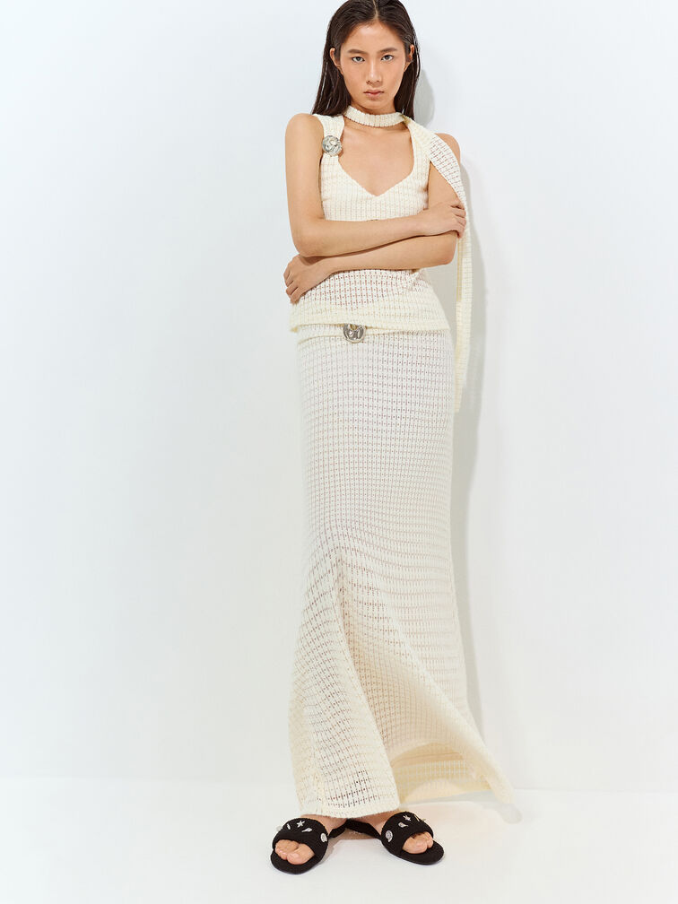 Tweed Beach Slide Sandals, Black Textured, hi-res