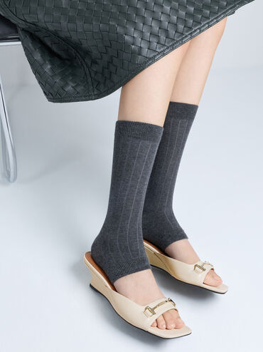 Giày mules cao gót Erinna Metallc-Accent, Kem, hi-res