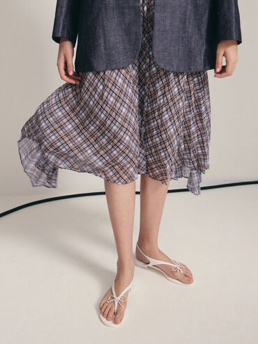 Gi&agrave;y sandals đế thấp đ&iacute;nh nơ, Trắng, hi-res