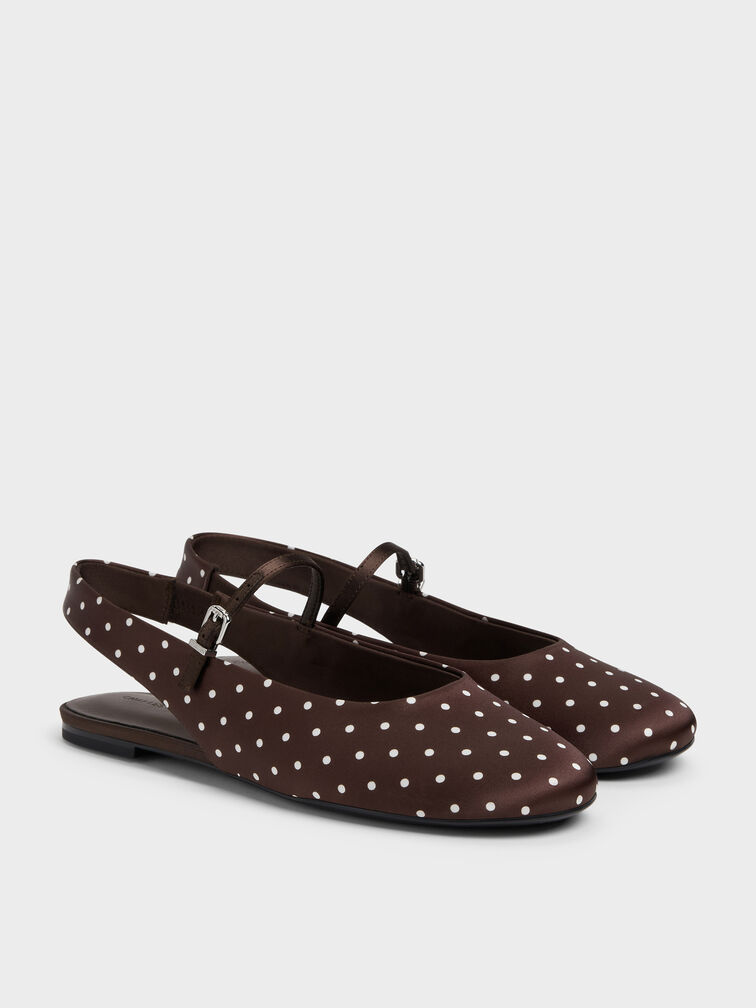 Gi&agrave;y sandals đế bệt Imani Polka-Dot, Dark Brown Textured, hi-res