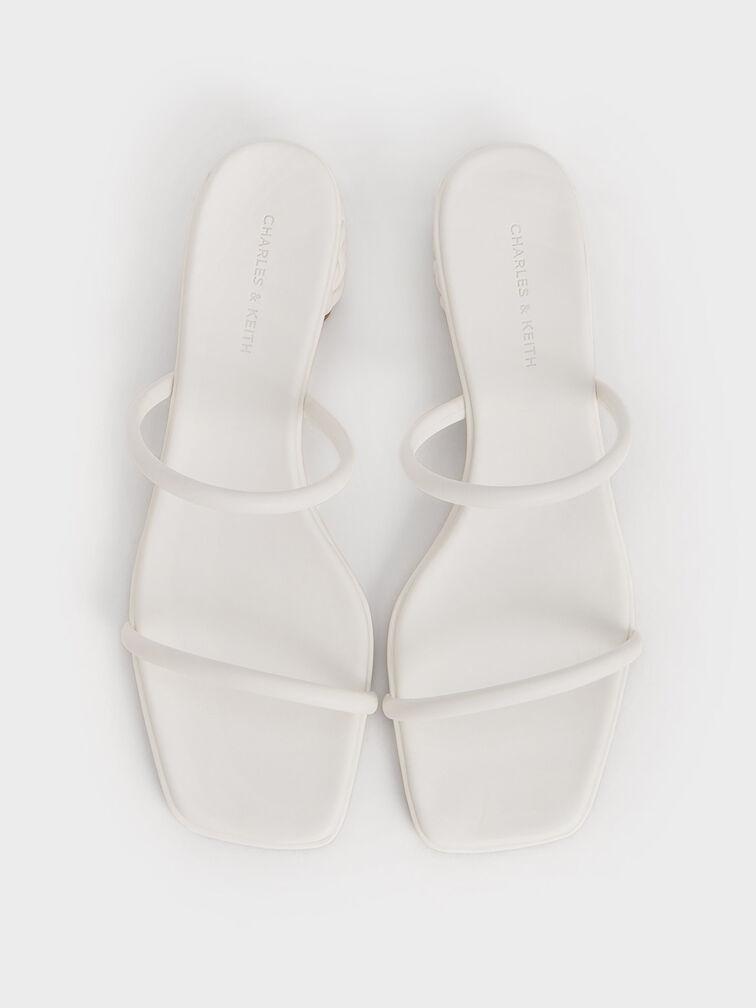 Gi&agrave;y mules Double-Strap Braided-Heel, Trắng, hi-res