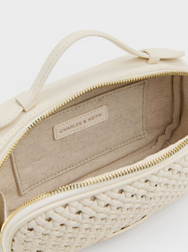Azure Woven Crossbody Bag, Cream, hi-res