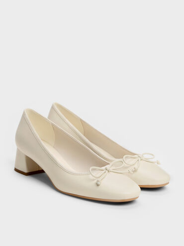 Bow Ballet Pumps, Chalk, hi-res