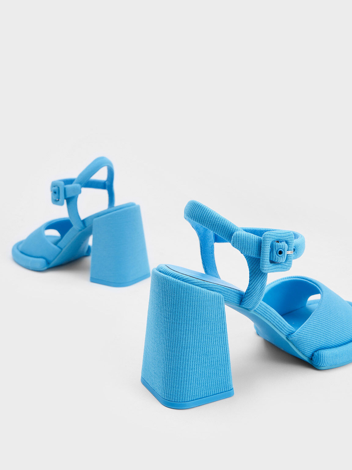 Giày sandals cao gót đế trụ Woven Trapeze, Xanh blue, hi-res