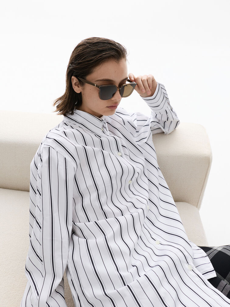 Maude Recycled Acetate Square Sunglasses, Chestnut Brown, hi-res