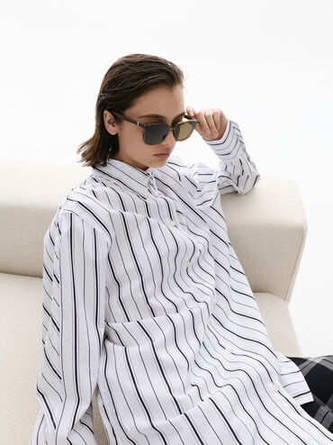 Maude Recycled Acetate Square Sunglasses, Chestnut Brown, hi-res