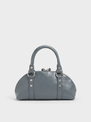 Tatiana Studded Bowling Bag, Smoky Blue, hi-res