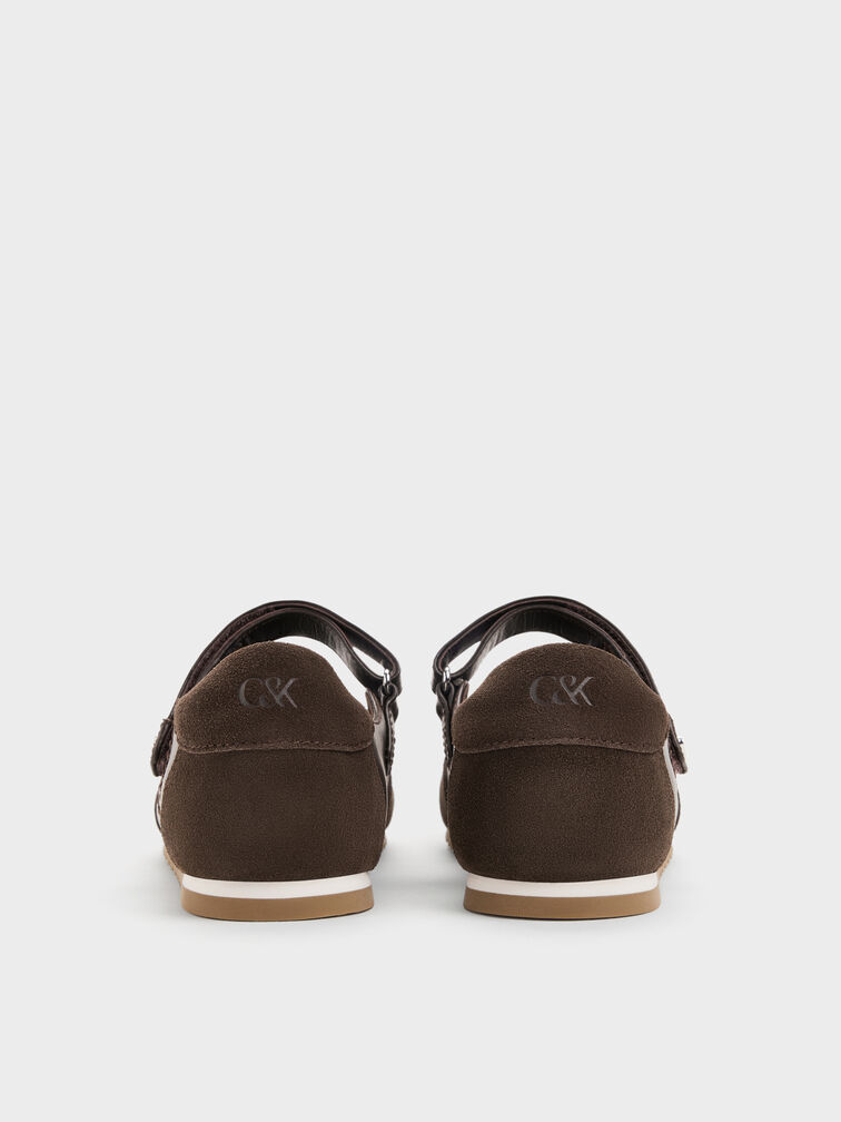 Jace Leather & Suede Mary Jane Sneakers, Dark Brown, hi-res
