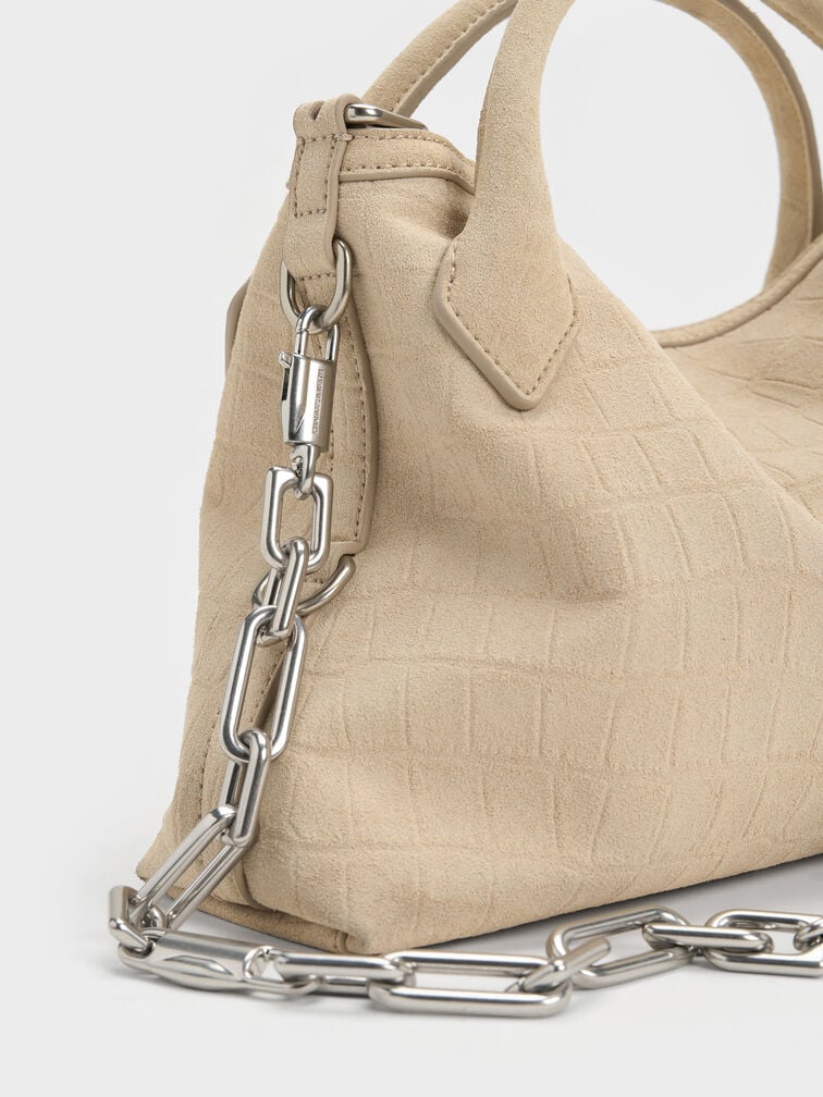 Mini Delfina Chain Tote Bag, Dusted Oat, hi-res
