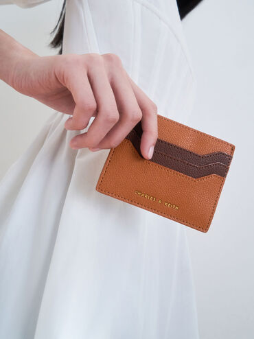 Carli Geometric Multi-Slot Cardholder, Cognac, hi-res