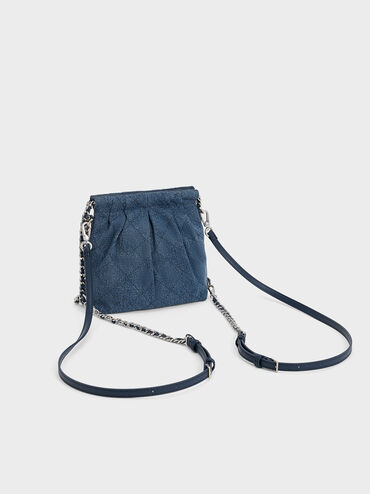 Balo phom chữ nhật Duo Denim Chain-Handle Two-Way, Xanh denim, hi-res