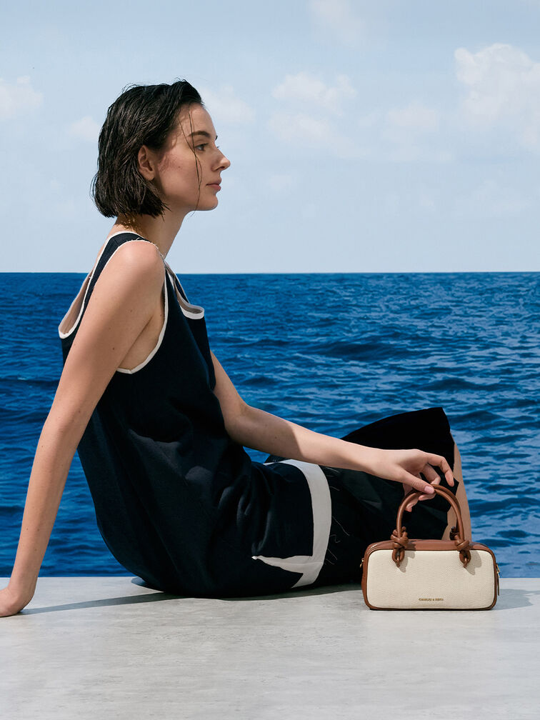 Túi xách Sammie Knotted Handle, Taupe Canvas, hi-res