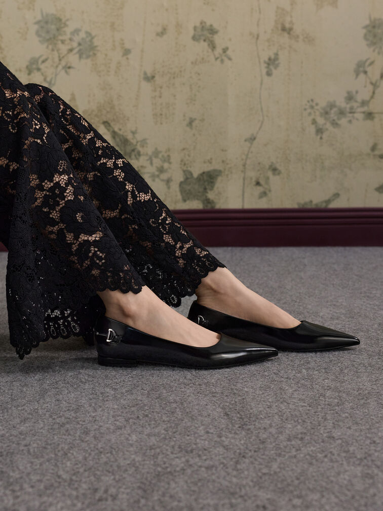 Erinna Metallic-Accent Pointed-Toe Flats, Black Boxed, hi-res