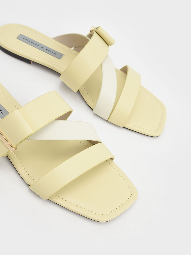 Giày sandals mũi vuông Metallic Accent Strappy, Vàng, hi-res