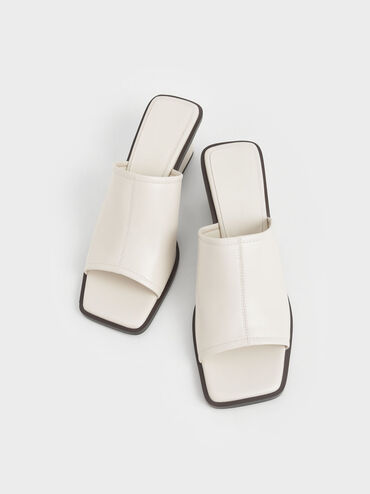 Gi&agrave;y mules đế xuồng hở mũi Square Toe Wedge, Phấn, hi-res