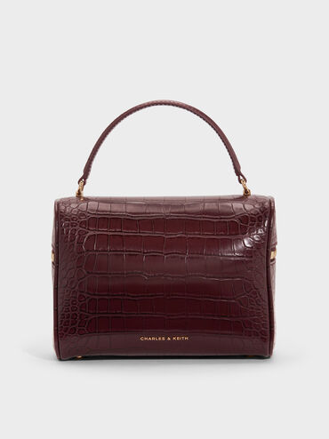 Pansy Croc-Effect Vanity Bag, Wineberry Red, hi-res