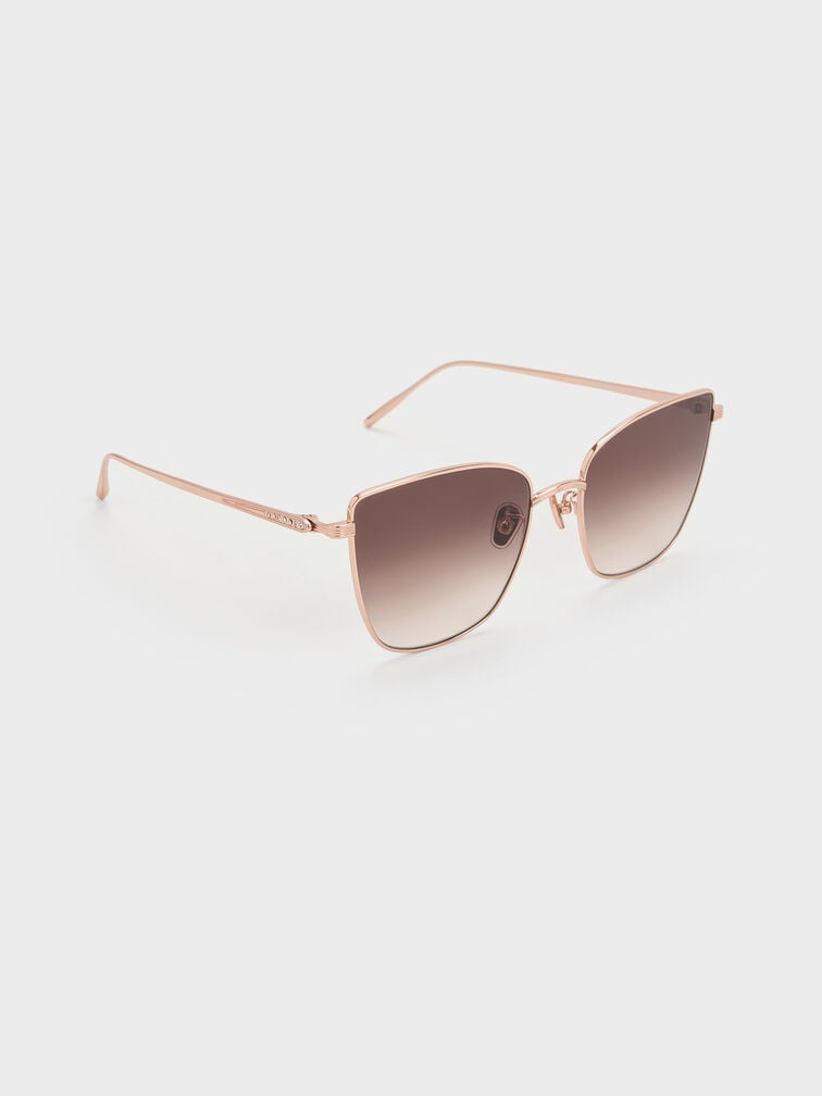 Livonia Crystal Square Sunglasses, Rose Gold, hi-res