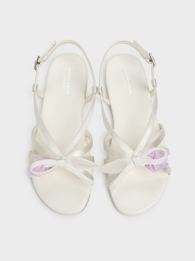 Gi&agrave;y sandals b&eacute; g&aacute;i Bow Flower-Pearl, Trắng, hi-res