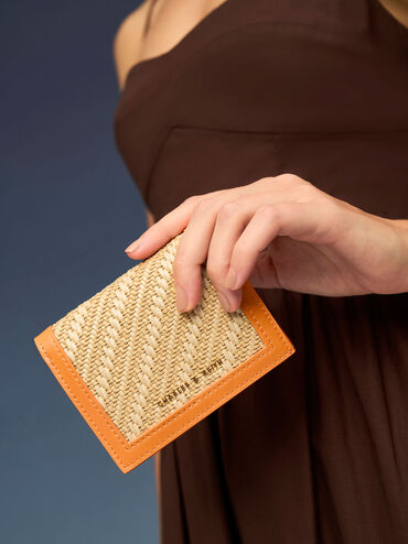 Cassia Snap Button Mini Short Wallet, Orange, hi-res