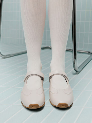 Giày búp bê mũi tròn Jace Suede, Phấn, hi-res