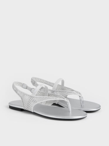 Gi&agrave;y sandals đế bệt Ellory, Bạc, hi-res