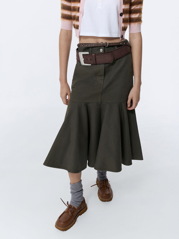 Giày lười mũi tròn Lace-Up Ridged-Sole, Rượu cognac, hi-res