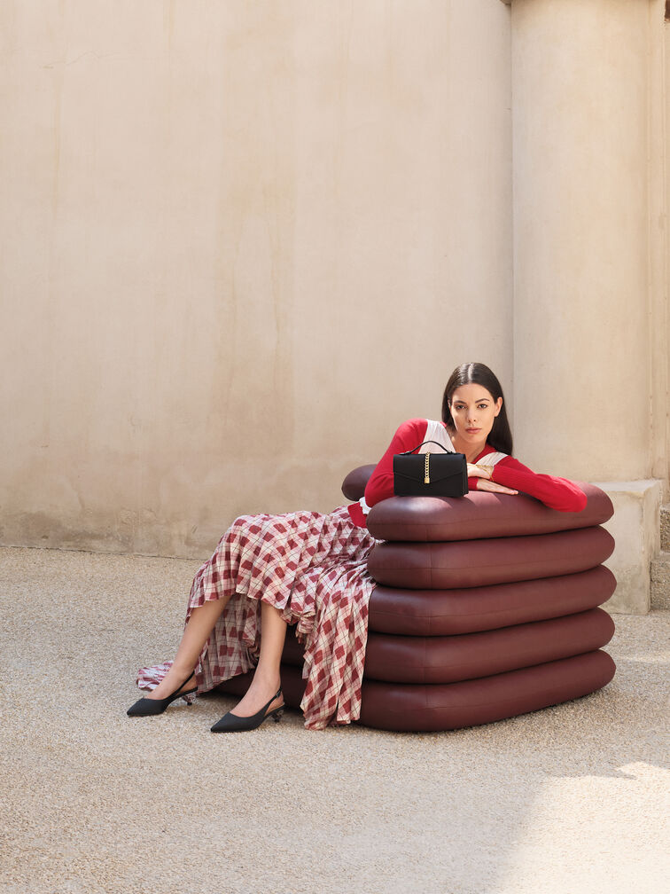 Gi&agrave;y sandals cao g&oacute;t Satin Pointed-Toe, Đen họa tiết, hi-res