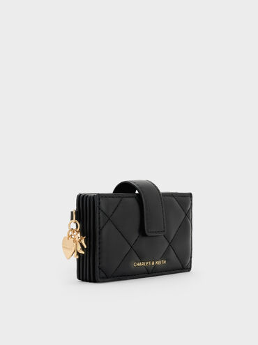 Ví đựng thẻ Arrietty Quilted Bow-Heart, Đen, hi-res