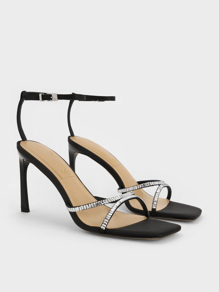 Gi&agrave;y cao g&oacute;t Recycled Polyester Crystal-Embellished Ankle-Stra, Đen họa tiết, hi-res