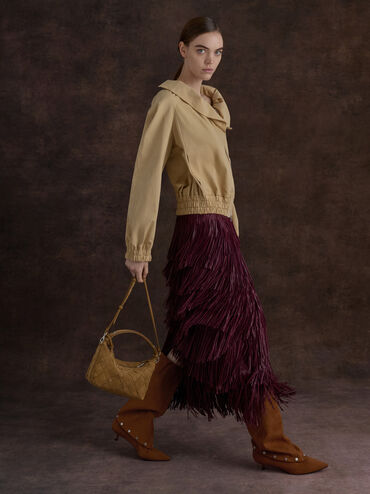 Boots cao gót Gael Faux Suede Studded, Nâu, hi-res