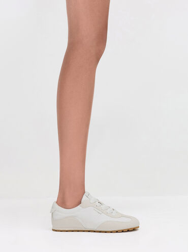 Gi&agrave;y sneakers cổ thấp Nylon Contrast-Panel, Trắng, hi-res