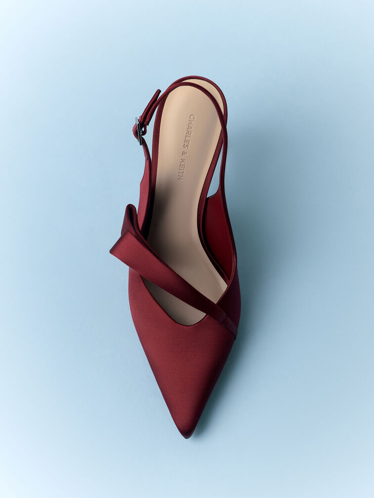 Gi&agrave;y sandals cao g&oacute;t Satin, Đỏ, hi-res
