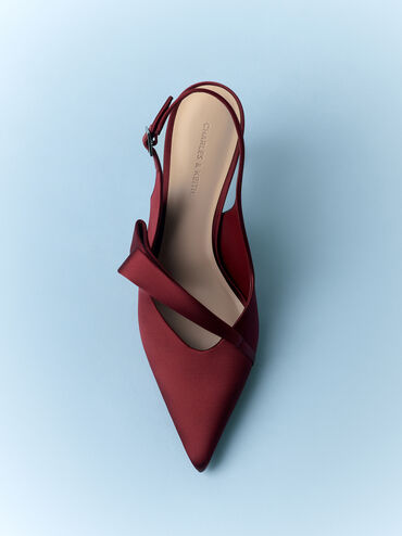 Gi&agrave;y sandals cao g&oacute;t Satin, Đỏ, hi-res