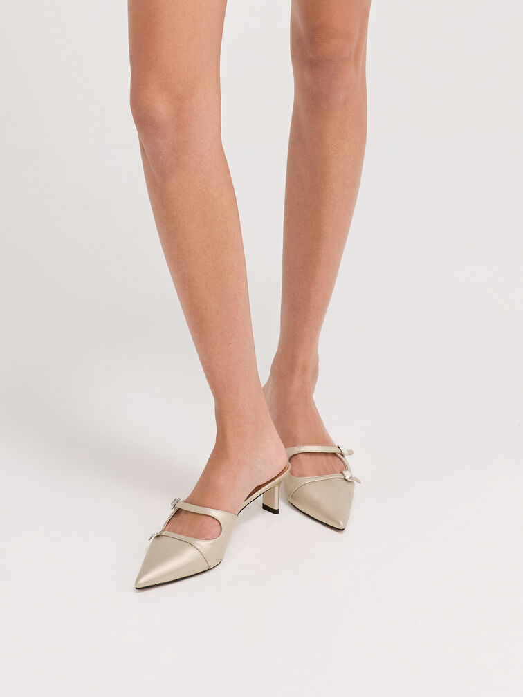 Giày mules cao gót mũi nhọn Pearlescent Leather, Ngà, hi-res