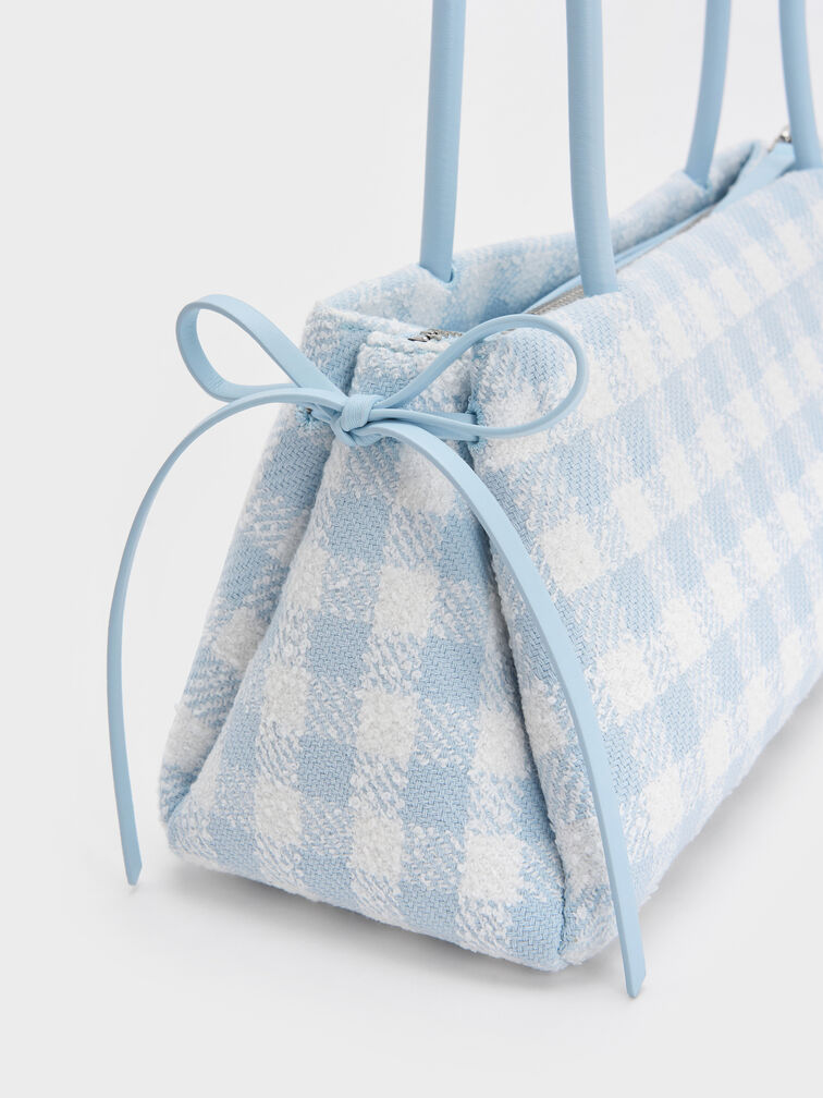 T&uacute;i đeo vai h&igrave;nh chữ nhật Hazel Gingham, Gingham Blue, hi-res