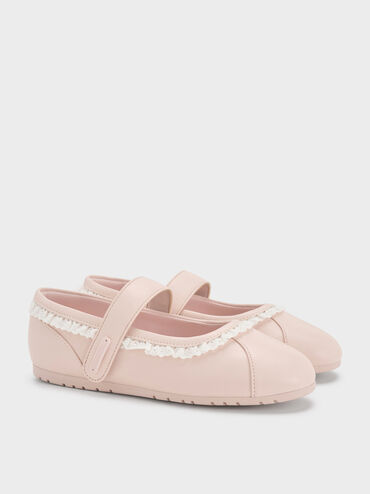 Girls' Lace-Trim Mary Jane Sneakers, Light Pink, hi-res