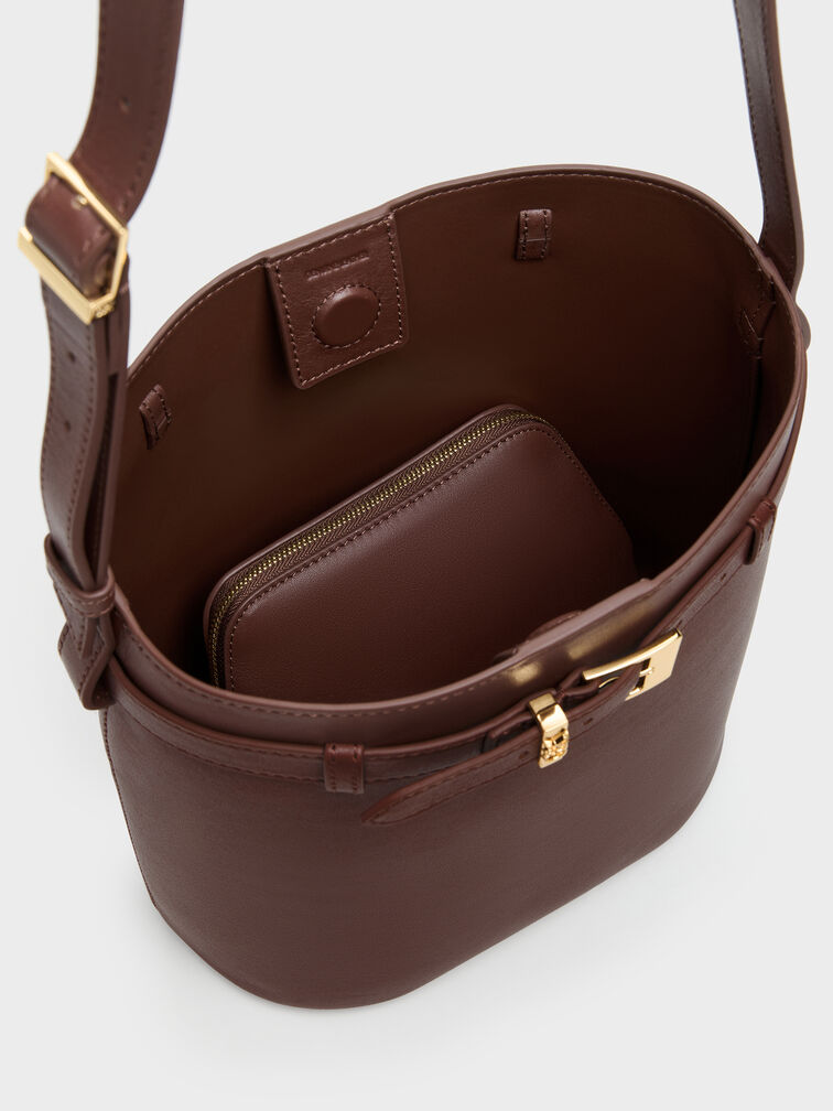 T&uacute;i đeo vai Jody Leather Belted, N&acirc;u, hi-res