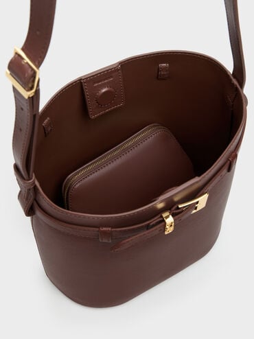 T&uacute;i đeo vai Jody Leather Belted, N&acirc;u, hi-res