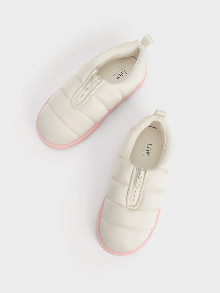 Giày loafer trẻ em Puffy Nylon Panelled, Phấn, hi-res