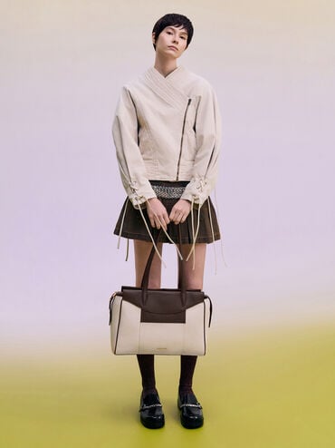 T&uacute;i tote h&igrave;nh thang Raon Canvas, N&acirc;u sẫm, hi-res