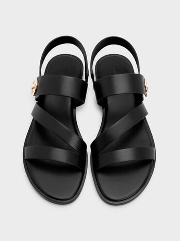 Gi&agrave;y sandals Yara Turn Lock Strappy, Đen, hi-res